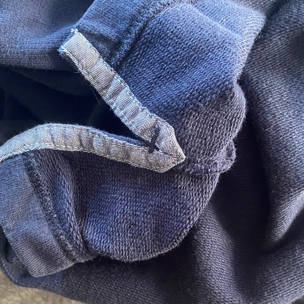 L.L. Bean Navy Hooded Henley Sweatshirt Lightweight Cotton Pullover M - Picture 9 of 9